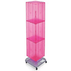 Azar Displays – Présentoir de plancher à panneaux perforés emboîtables sur 4 côtés, 60 x 14 x 14 po, rose (701465-PNK)-Pivote sur une base carrée à roulettes