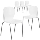 Flash Furniture - Chaise empilable blanche de la série HERCULES, capacité de 551 lb-Ensemble de 5 chaises empilables polyvalentes