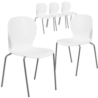 Flash Furniture - Chaise empilable blanche de la série HERCULES, capacité de 551 lb-Ensemble de 5 chaises empilables polyvalentes