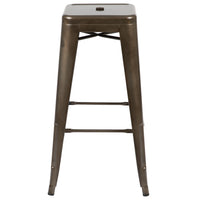 Flash Furniture Tabouret De Bar 30" - Empilable-Gun Metal Gris - Paquet de 4 (4ET3132030GNR)-Tabouret industriel moderne en métal gris métal à canon
