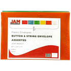 JAM Paper - Enveloppes format légal, plastique, ferm. à bouton et ficelle, 9,75 x 14,5 po, couleurs var., 6/p (219B1RLIGBYORCL)-Format légal : 9,5 x 1,25 x 14 po (avec 1 po d’extension)