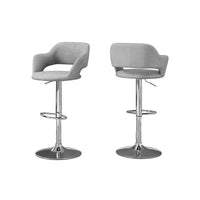 Monarch Specialties - 2363 Tabouret De Bar - Tissus Gris/Metal Chrome Hydraulique-Inclut 1 chaise de bar