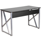 Flash Furniture Bureau d'ordinateur noir avec un plateau coulissant à clavier et cadre avec renfort transversal-Style contemporain