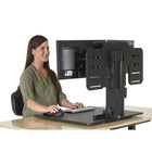 Victor – Convertisseur de bureau assis/debout manuel High Rise pour deux moniteurs (DC350)-Dimensions : 15,5 haut. x 28 larg. x 23 long. (po)