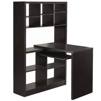 Monarch Specialties - 7021 Bureau - Espresso De Coin Cote Droit Ou Gauche-Ensemble bureau-bibliothèque en forme de L, de conception contemporaine et durable, avec étagères de rangement, dans un stratifié sophistiqué de couleur brun espresso, avec finition sur tous les côtés.