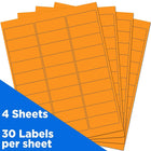 JAM Paper Étiquettes postales de couleur néon fluorescent, 1 x 2 5/8 po, orange néon, 360/paquet-Orange