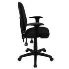 Flash Furniture – Chaise de travail multifonctionnelle, dossier mi-dos, tissu, accoudoirs et soutien lombaire réglables, noir-Dossier mi-hauteur