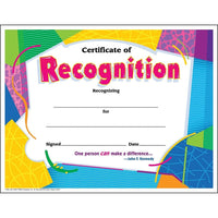 Trend Enterprises 8 1/2" x 11" Certificat de Reconnaissance Certificat Coloré Classique, Paquet de 180-Marquez les réalisations tout au long de l'année avec des designs dynamiques et des messages positifs !
