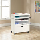 Sauder - Craft Pro série Chariot d'artisanat - Blanc-Rangement divisé sous le dessus coulissant
