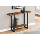 Monarch Specialties - 2851 Table D'Appoint - 48 po L/Faux Bois Brun/Metal Noir-Plateau de table epais et large et tablette inferieure plus petite dans une finition d'aspect bois recupere brun pour un aspect rustique
