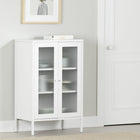 South Shore - Eddison - Armoire de rangement à portes vitrées - Blanc-Beaucoup de rangement : présentez votre vaisselle dans cette armoire de rangement en métal grâce aux 2 tablettes réglables. Ses portes aimantées et ses poignées bouton faciliteront l’ouverture et la fermeture.