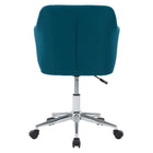 Chaise de travail rembourrée avec base chromée Marlowe de CorLiving - Bleu foncé-Vérin à gaz réglable pour s’adapter parfaitement à n’importe quel bureau