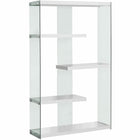 Monarch Specialties - 3290 60 po H Etagere - Blanc Lustre Avec Verre Trempe-4 tablettes fixes avec des côtés en verre trempé