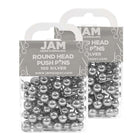 JAM Paper – Punaises, argent, dessus arrondi, 2 paquets de 100, total de 200 (22432214a)-Plastique argenté avec pointe métallique
