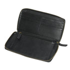 Roots - Portefeuille mince à deux volets et à glissière pour dames - Noir-1 poche à soufflet