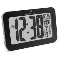 Marathon – Horloge murale atomique avec 8 fuseaux horaires, noir (CL030033BK)-Écran d'une hauteur de 4 pouces, facilement lisible 