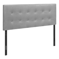 Monarch Specialties - 6001F Lit Double Tete De Lit Simili - Cuir Gris-Tête de lit bouton touffeté et rembourré en similicuir gris