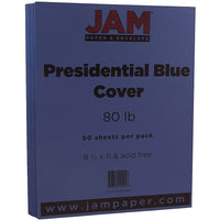 JAM Paper - Papier cartonné mat, 8,5 x 11 po, 80 lb, bleu présidentiel, 50/paquet (563916926)-Bleu