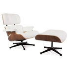 Nicer Furniture - ensemble chaise longue et ottoman moderne classique - blanc/palissandre-Recouvert de 100% cuir aniline italien pleine fleur importé d'Italie, le cuir de la plus haute qualité et le plus cher disponible, seulement 5% du cuir du monde entre dans cette catégorie.