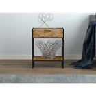 Safdie & Co. 20L Table D'Appoint - Métal Noir - Bois Brun Récupéré 1 Tirroir 1 Étagère-Un grand tiroir, Une étagère de rangement.
