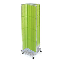 Azar Displays – Présentoir de plancher à panneaux perforés et à roulettes, 60 x 16 po, vert (700422-GRE)-En panneau perforé