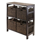 Winsome – Étagère de rangement ouverte Granville 5 pièces, avec 4 paniers pliables, espresso-L’étagère de rangement Granville avec paniers pliables est parfaite pour ranger et organiser vos articles préférés.