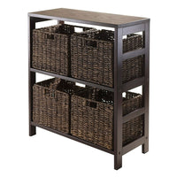 Winsome – Étagère de rangement ouverte Granville 5 pièces, avec 4 paniers pliables, espresso-L’étagère de rangement Granville avec paniers pliables est parfaite pour ranger et organiser vos articles préférés.