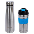 PURE Drinkware - Ensemble de verre, gourde et gobelet à café, bleu-Matériau: acier inoxydable 18/8 de première qualité