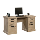 Sauder 60"W La Collection Mason Peak Crédence - Finition Prime Oak-Surface supérieure avec revêtement en mélanine est résistant à la chaleur, taches et éraflures. Gestion de cordons. Fini sur tous les côtés pour d'emplacement polyvalentes.
