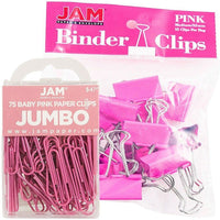 JAM Paper – Ensemble de fournitures de bureau, trombones géants et pince-notes moyens, rose (4218339pi)-Trombones et pince-notes