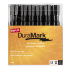 Staples - Marqueurs indélébiles − Pointe biseautée − Noir − Paquet de 12-Le choix économique  