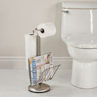 Support pour papier toilette, nickel satiné-Porte-revues spacieux