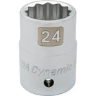 Dynamic Tools – Douille à fini chromé de longueur standard de 19 mm, métrique, 12 points avec prise de 3/4 po-Taille : 19 mm