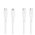 LOGiiX - Sync & Charge USB-C vers USB-C et USB-C vers Lightning - 1,5 M - Blanc - Paquet de 2-Ce pack de 2 comprend 1 câble USB-C vers USB-C et 1 câble USB-C vers Lightning