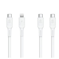 LOGiiX - Sync & Charge USB-C vers USB-C et USB-C vers Lightning - 1,5 M - Blanc - Paquet de 2-Ce pack de 2 comprend 1 câble USB-C vers USB-C et 1 câble USB-C vers Lightning