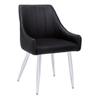 Monarch Specialties - 1185 Chaise - Simili-Cuir Noir/Chrome - Paquet de 2-Ensemble de 2 chaises de salle à manger rembourré en similicuir noir avec capitonnage vertical