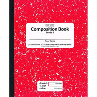 Pacon Marble Composition Book Grade 3 Rouge 3/8" Ligné, Paquet de 24-Couverture souple durable