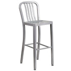 Ensemble de table de bar ronde 30 po en métal argenté, 4 tabourets à dos lattes verticales, int/ext [CH-51090BH-4-30VRT-SIL-GG]-4