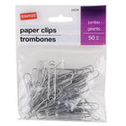 Staples - Trombones géants recouverts de vinyle, argenté, paquet de 50-Le vinyle les fait glisser facilement sur le papier