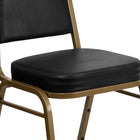 Flash Furniture – Chaise banquet empilable Hercules, dossier trapézoïdal, structure dorée et vinyle noir, 4/paquet-Panneau arrière sans couture