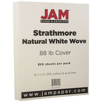JAM Paper Papier couverture cartonné Strathmore fini vélin, 8 1/2 x 11 po, blanc naturel, 250 feuilles/rame-Vélin blanc naturel