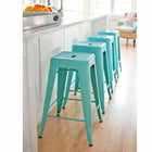 Plata Decor - Tolix 26"H Tabouret - Turquoise - paquet de 2-Aucun assemblage requis