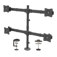 StarTech Support de bureau pour 4 écrans, bras d'écran articulé, acier robuste (ARMQUAD)-Montez quatre écrans (2x2) au-dessus de votre bureau ou table de travail pour gagner de la place