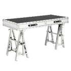 Plata Import - Line Bureau Bureau Bureau Inox et Verre Noir, Noir-Bureau