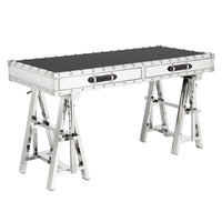 Plata Import - Line Bureau Bureau Bureau Inox et Verre Noir, Noir-Bureau