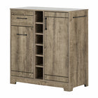 South Shore - Vietti - Meuble bar avec rangement - Chêne vieilli-Meuble bar stylé : ce buffet au look contemporain s’agencera à merveille avec le mobilier de votre cuisine, de votre salle à manger ou de votre salon. Il est passe-partout et sophistiqué avec ses pattes intégrées dans la découpe du bas, les fines poignées de métal ainsi que le porte-serviette sur le côté.