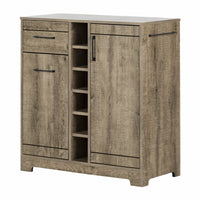 South Shore - Vietti - Meuble bar avec rangement - Chêne vieilli-Meuble bar stylé : ce buffet au look contemporain s’agencera à merveille avec le mobilier de votre cuisine, de votre salle à manger ou de votre salon. Il est passe-partout et sophistiqué avec ses pattes intégrées dans la découpe du bas, les fines poignées de métal ainsi que le porte-serviette sur le côté.