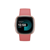Google - Fitbit Versa 4 montre Intelligent – Sable rose/Aluminium rose cuivré-GPS intégré : voir le rythme et la distance en temps réel sans votre téléphone en utilisant le GPS intégré pendant les courses en plein air, les promenades, les randonnées et plus encore