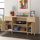 Sauder - Clifford Place Crédence de rangement de bureau - Natural Maple-Tablette réglable derrière chaque porte pour des options de rangement flexibles