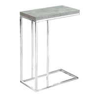 Monarch Specialties - 3372 Table D'Appoint - Gris Cimente Et Metal Chrome-Surface en panneau de particules gris ciment avec cadre en métal chromé